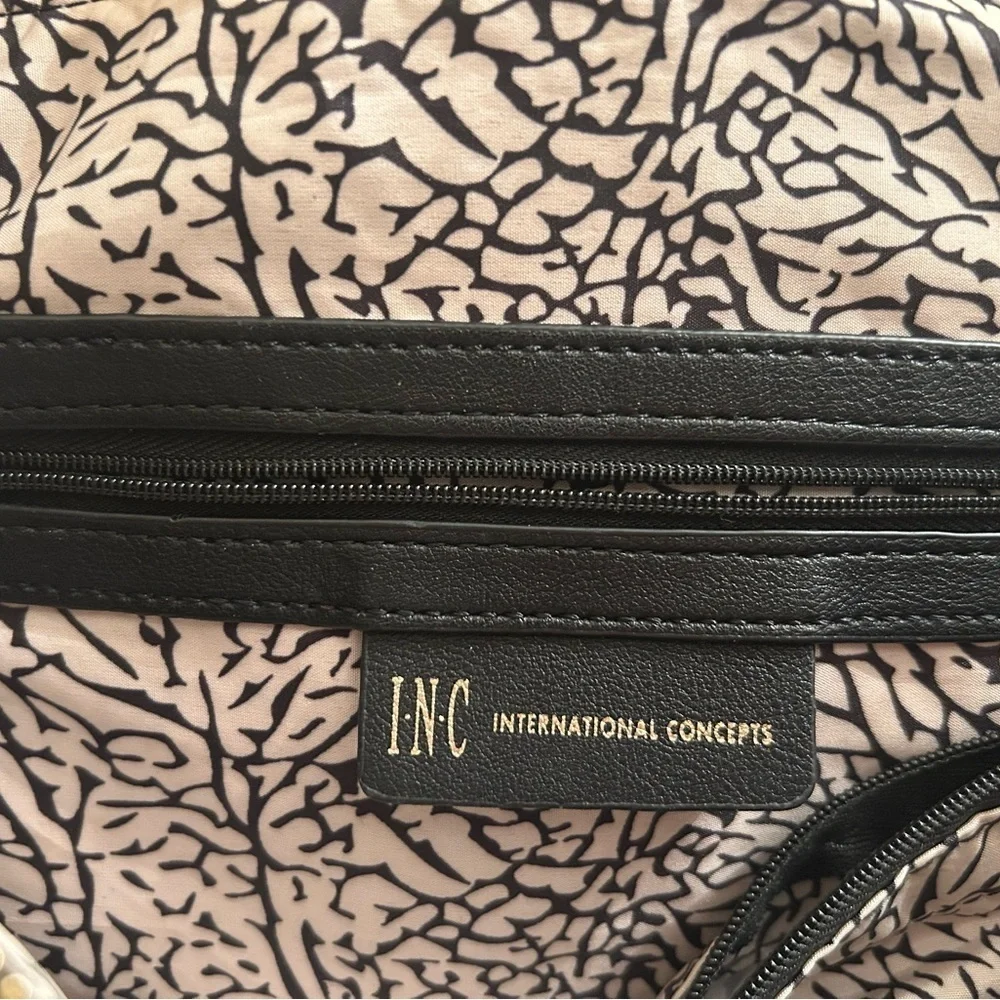 INC International Concepts Black Shoulder Bag with Gold Accents